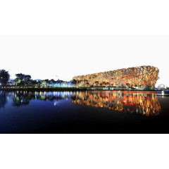 北京奥运鸟巢夜景