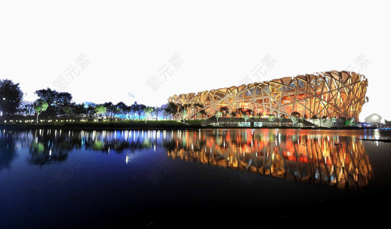 北京奥运鸟巢夜景