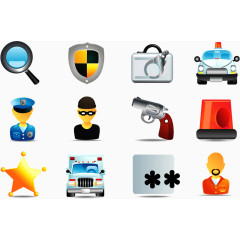 一组警匪图标