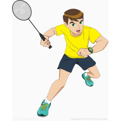 打羽毛球的少年