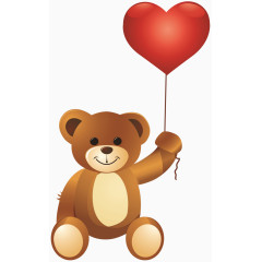 手绘熊爱心素材免抠爱心气球