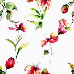 唯美水彩花朵背景