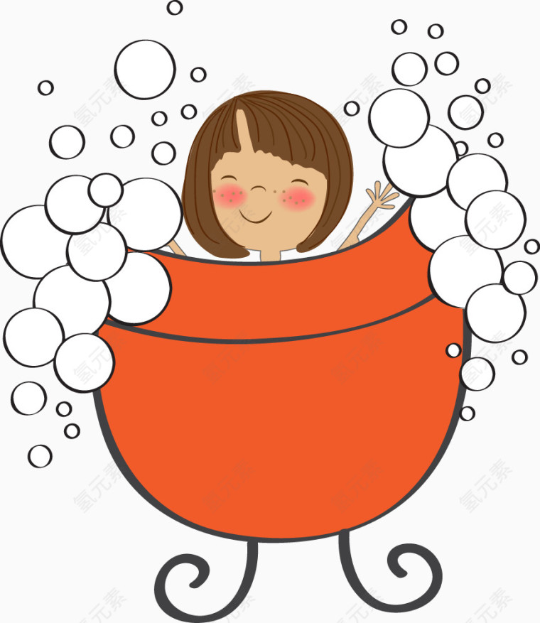 矢量洗澡的女孩