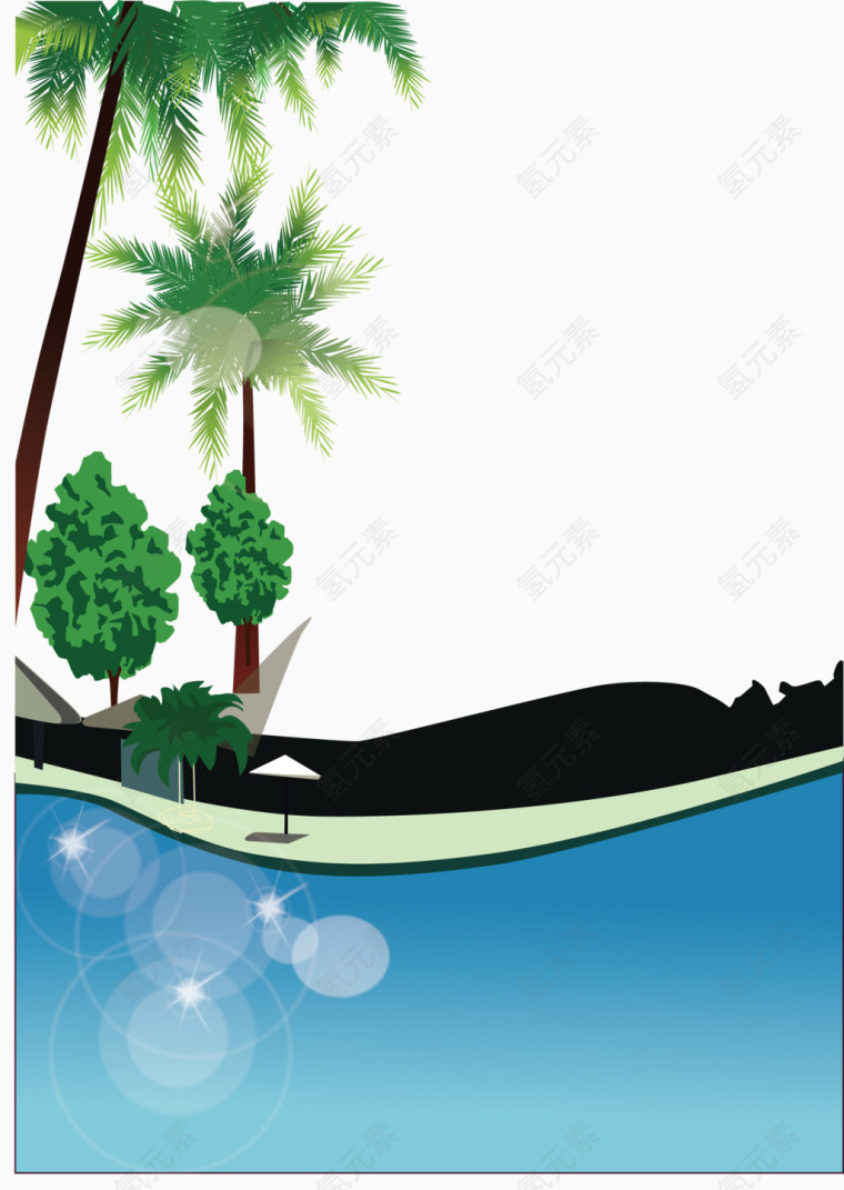 矢量大海椰树风光