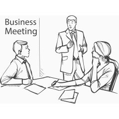 手绘三人讨论会
