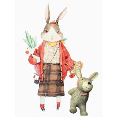 手绘兔妈妈和小兔子