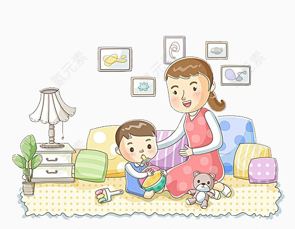 妈妈陪孩子玩耍