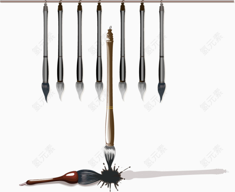 毛笔系列矢量素材