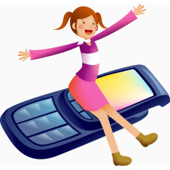 矢量手机和女孩