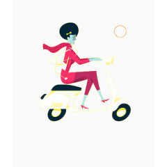 扁平化女士骑摩托