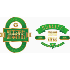 绿色金属质感郑重承诺矢量