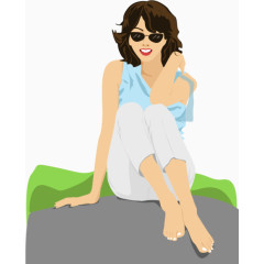 沙滩度假墨镜都市女人卡通