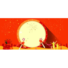 促销背景 锣鼓喧天 彩带漂浮