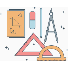 数学尺子铅笔橡皮纸张