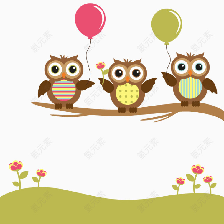 矢量三只猫头鹰