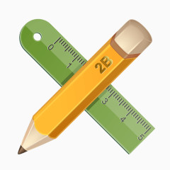 黄色质感画笔铅笔直尺