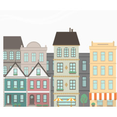 卡通街边建筑矢量图