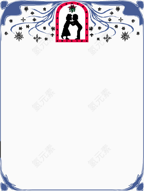 蓝色雪花花边边框矢量