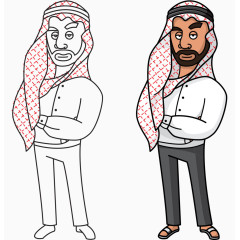 卡通手绘阿拉伯胡须男人头巾