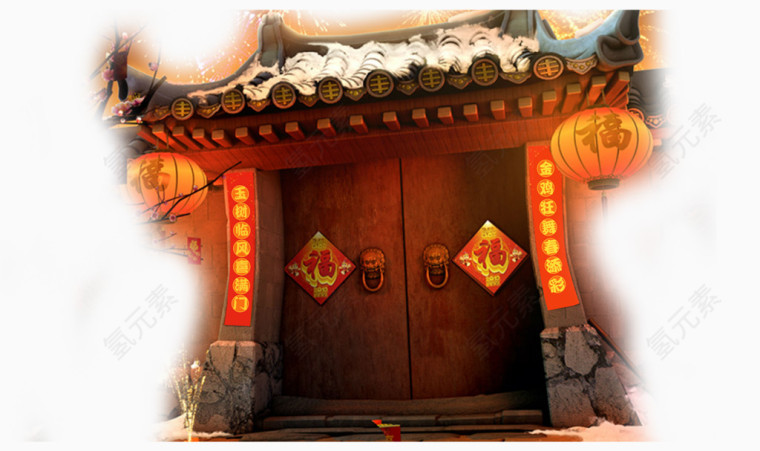 节日喜庆氛围大门