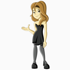 矢量卡通人物黑色低胸装