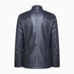 皮质扣袢固定男士长袖皮衣