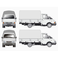 矢量现代化白色大货车视图