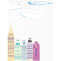 大雪纷飞城市矢量暴雪