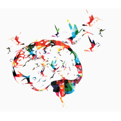 抽象彩色创意头脑风暴鸟素材