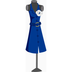 矢量手绘蓝色衣架