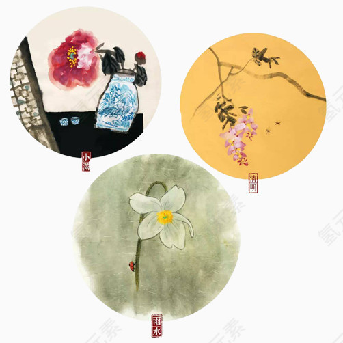 中国节气彩绘素材图片