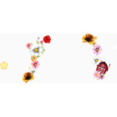 盛开花朵装饰小房子