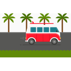 矢量手绘卡通客车