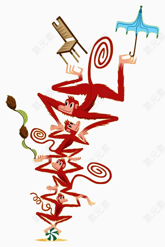 卡通猴子马戏团