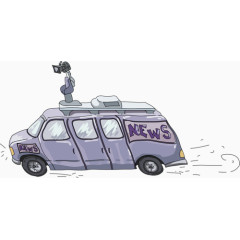 卡通新闻车素材免抠