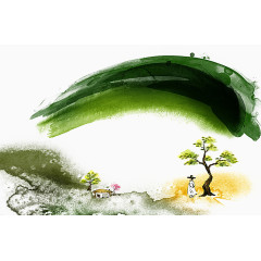 书法五彩水墨笔触背景底纹图片