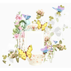 蝴蝶花朵边框