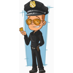穿黑色警服的矢量警官