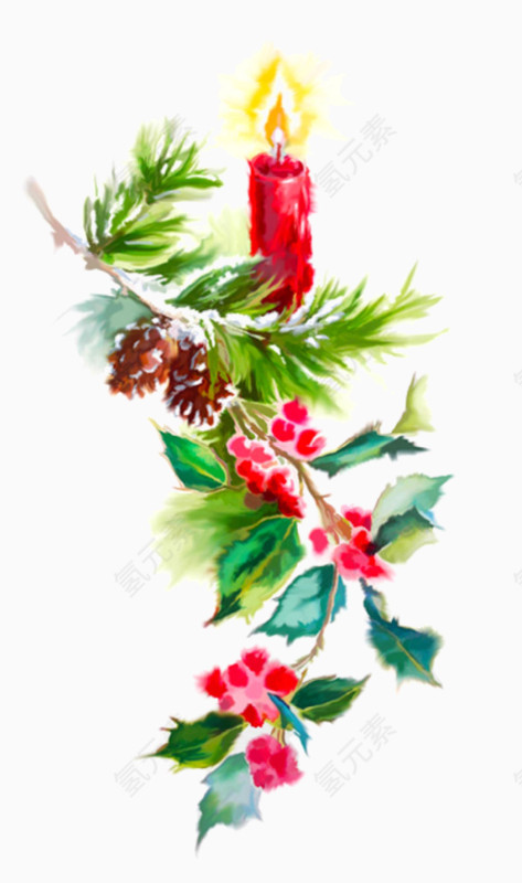 油画植物蜡烛图案