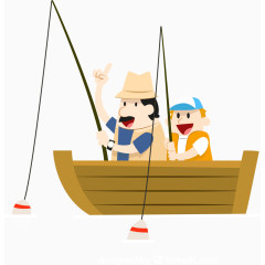 卡通垂钓父子矢量素材下载