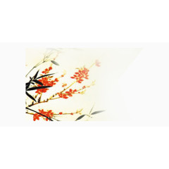 红色中国风水墨兰花装饰