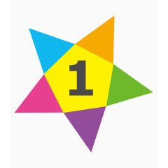 矢量扁平分类标题彩虹色五角星