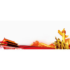 天安门华表彩带长城