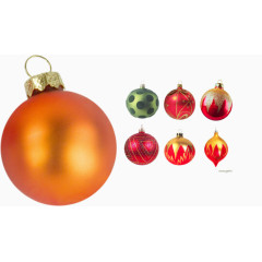 橙色圣诞球和红绿粉圣诞球