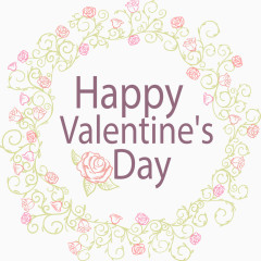 彩绘情人节玫瑰花环矢量图