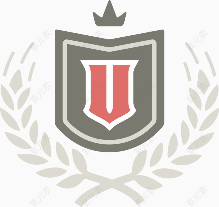 V英伦皇冠麦穗盾牌徽章