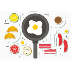 平煎鸡蛋早餐矢量插图