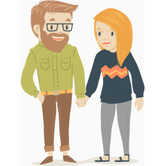 卡通矢量情人节牵手的情侣