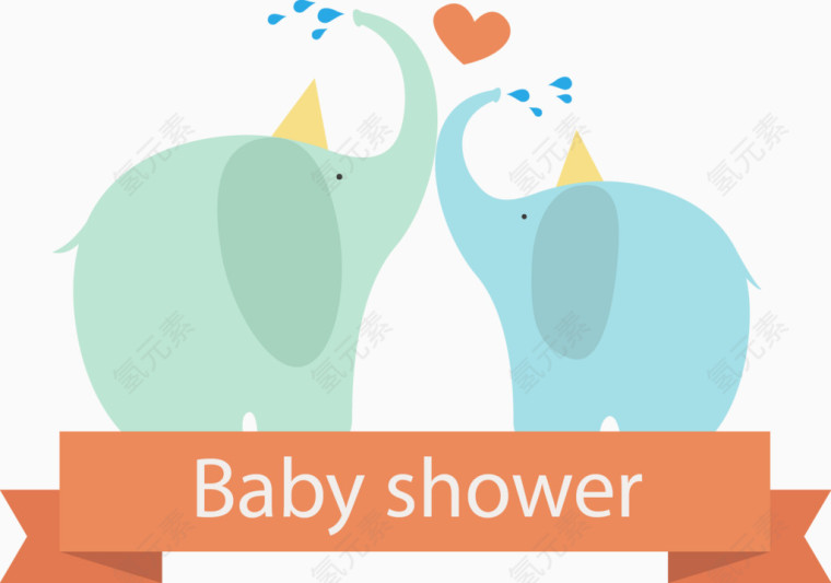 矢量两个喷水的大象