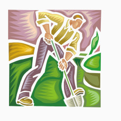 植树节矢量版画